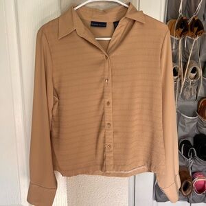 Karen Scott Tan Button Down Shirt with Notched Collar